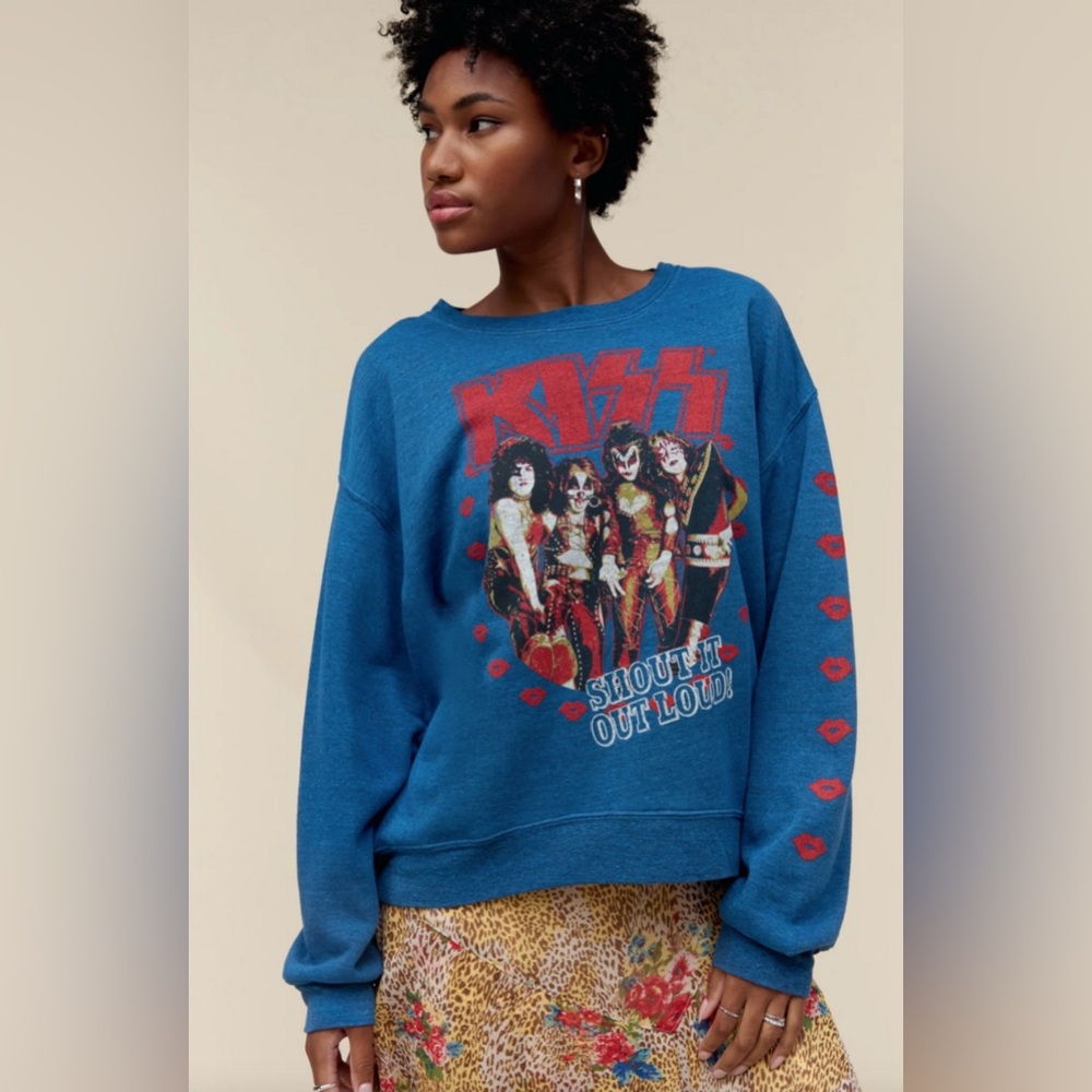 Daydreamer Kiss Band Concert Blue Sweatshirt with Ace Frehley Size Medium